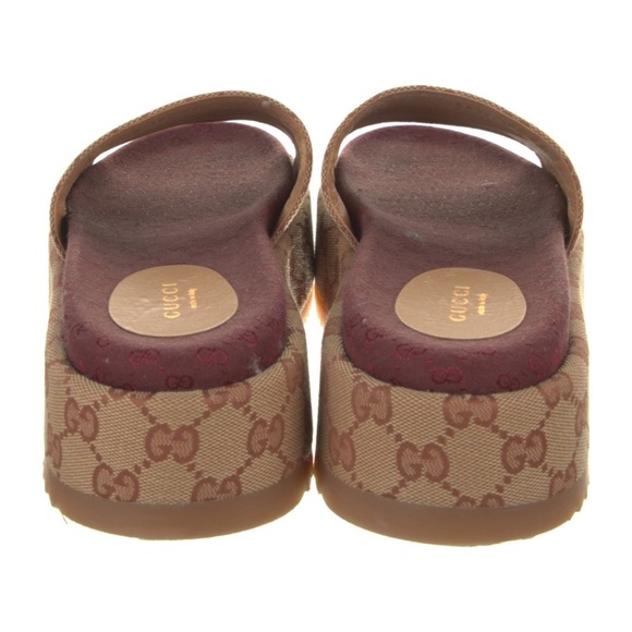 GUCCI Women's Angelina Platform Slide Sandals GG Canvas Size 8 - Picture 4 of 5